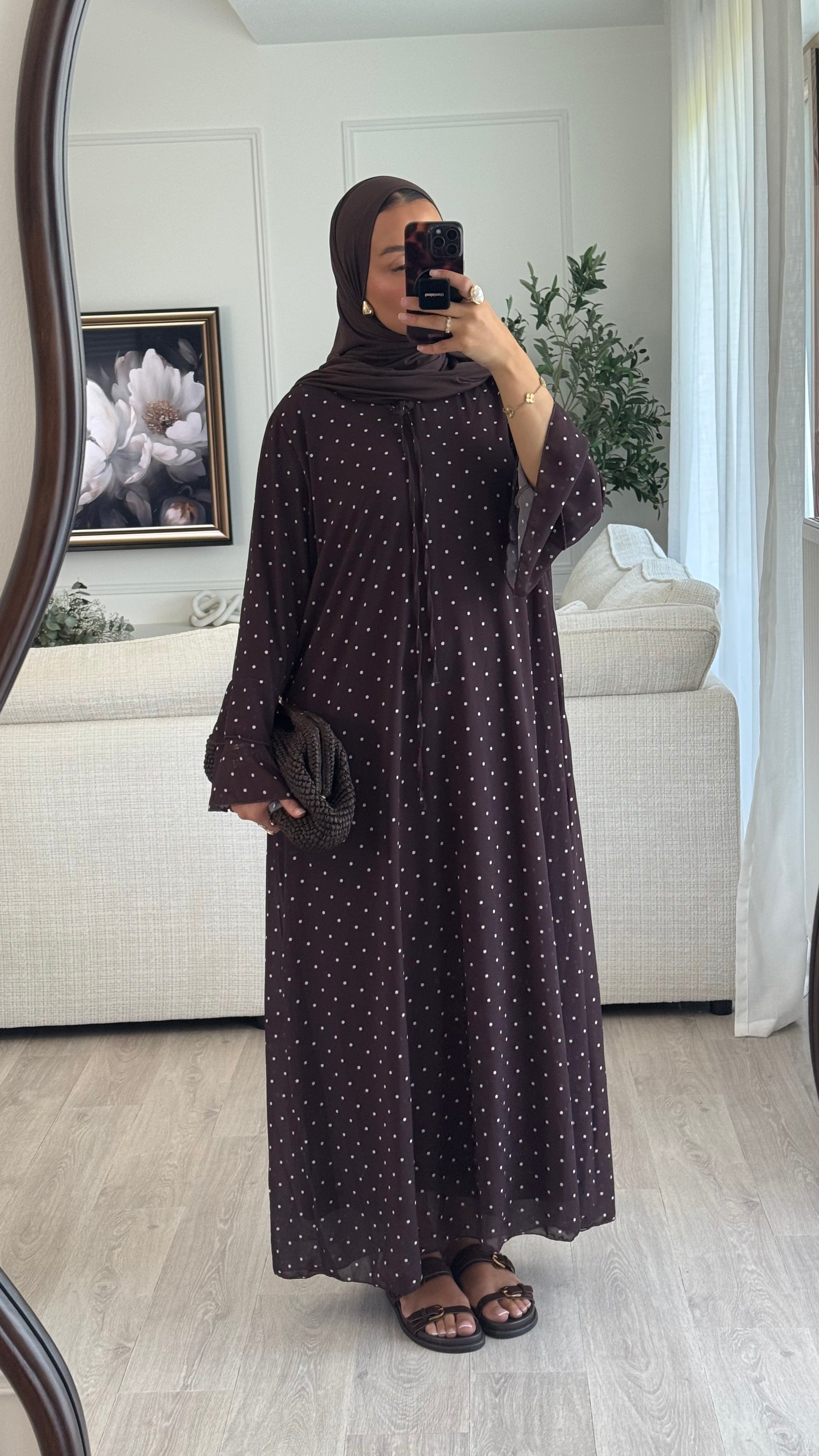 Robe à pois mousseline | Chocolat