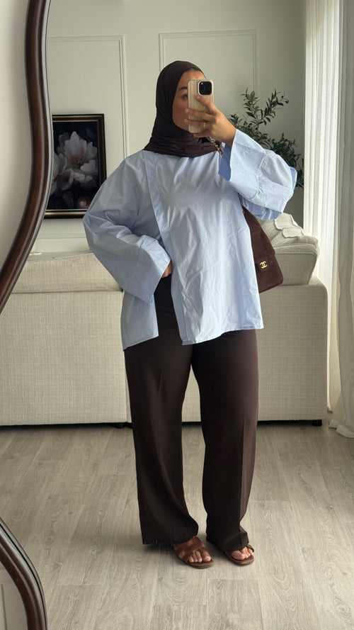 Blouse fentes | bleu