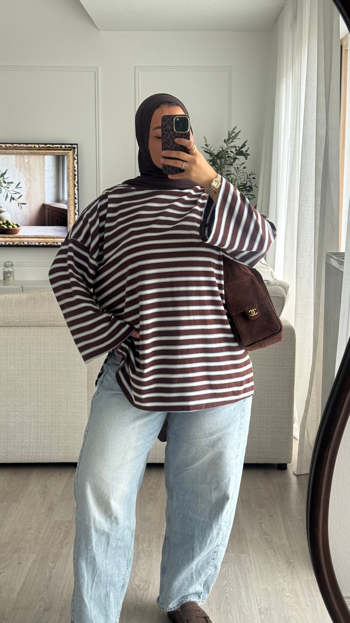 T-Shirt Oversize rayé | Bleu -Choco