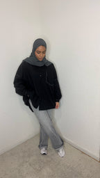 Chemise oversize Noir à surpiqûres