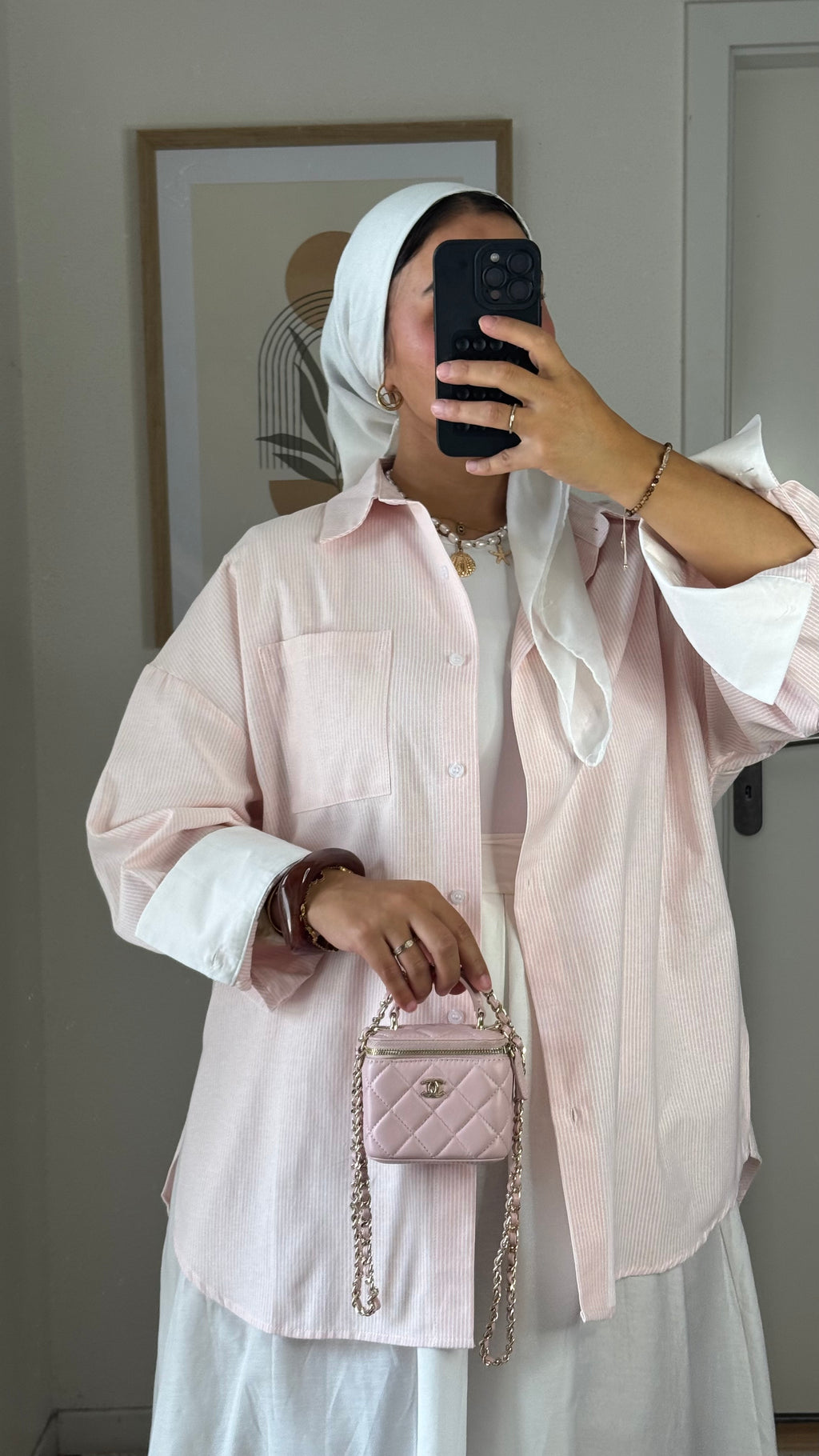 Chemise oversize rayée | rose