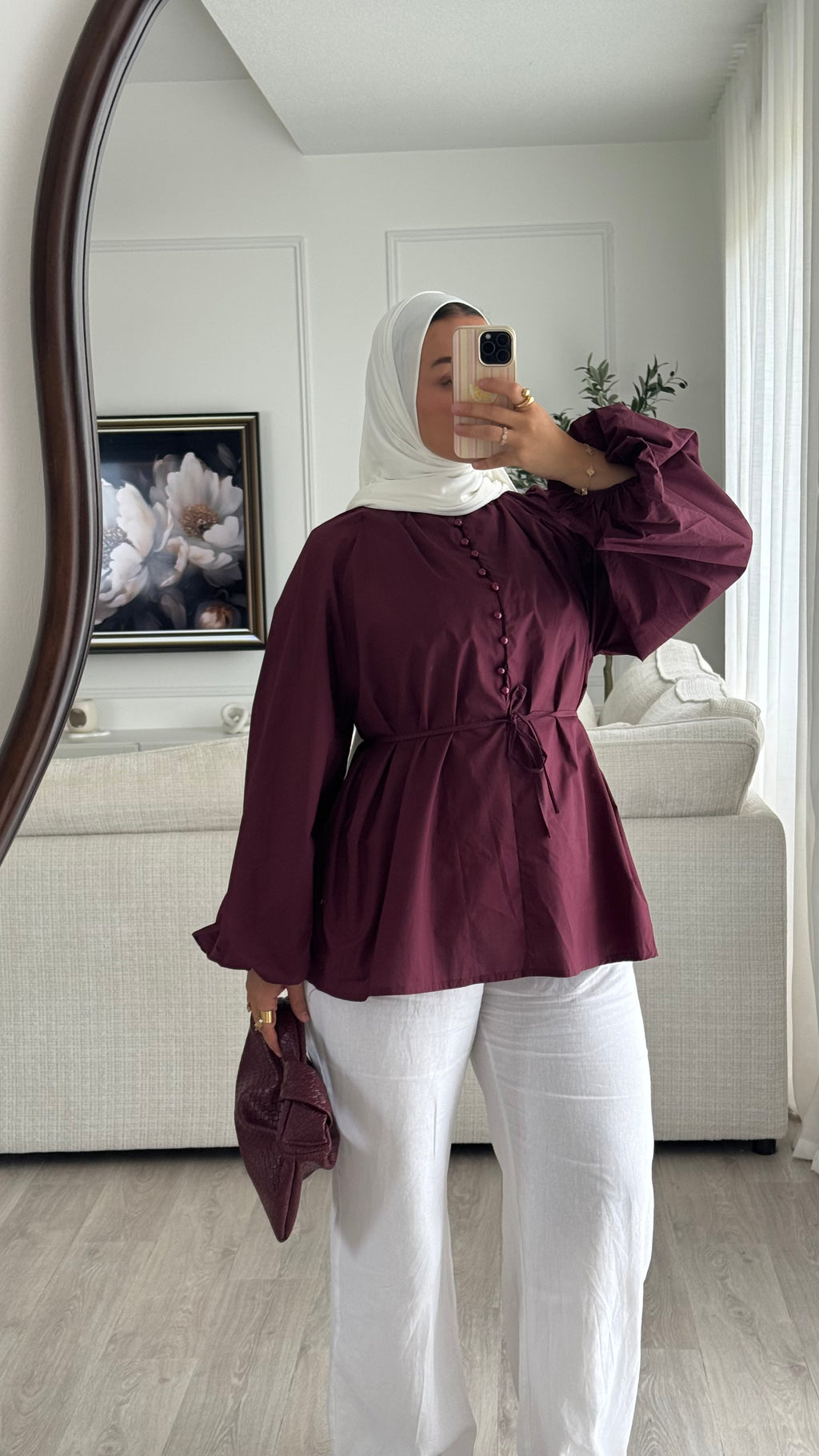 Blouse 100% cotton | Prune