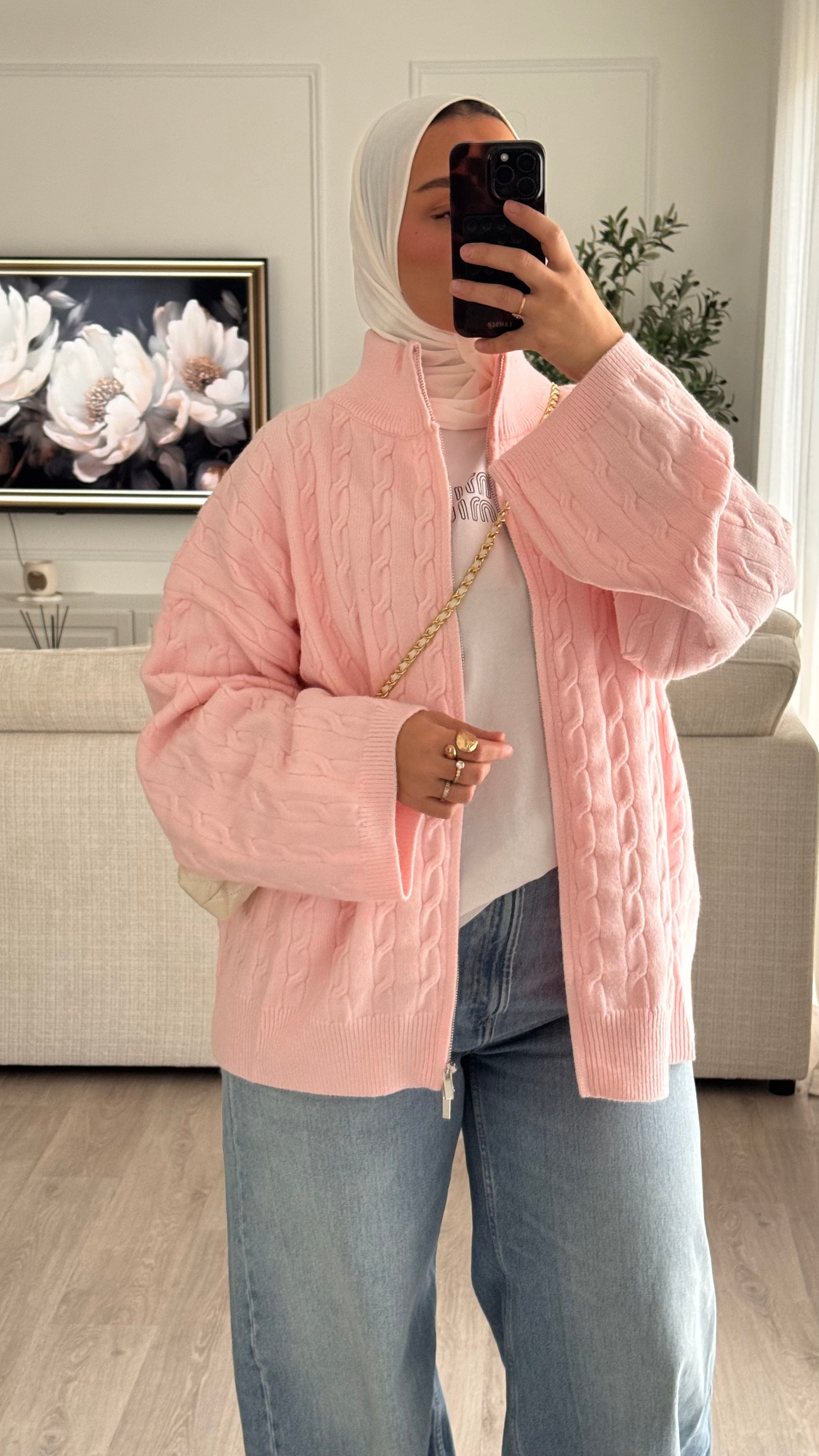 Gilet torsadée | Rose