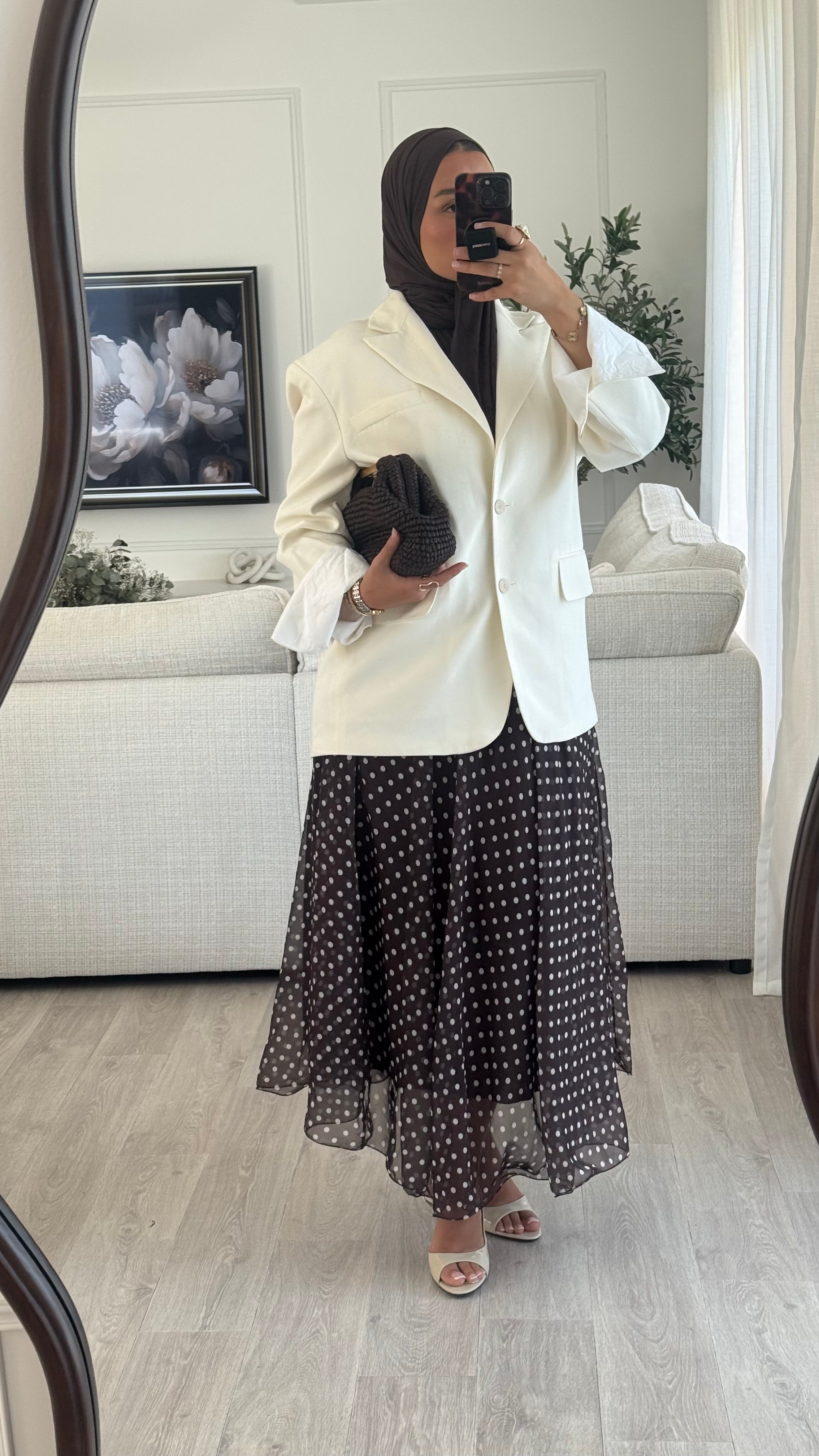 Jupe Organza pois  | Chocolat