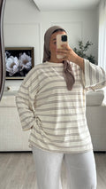 T-shirt 100% coton | Ecru rayé