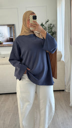 T-shirt Oversize en modal | Bleu jeans