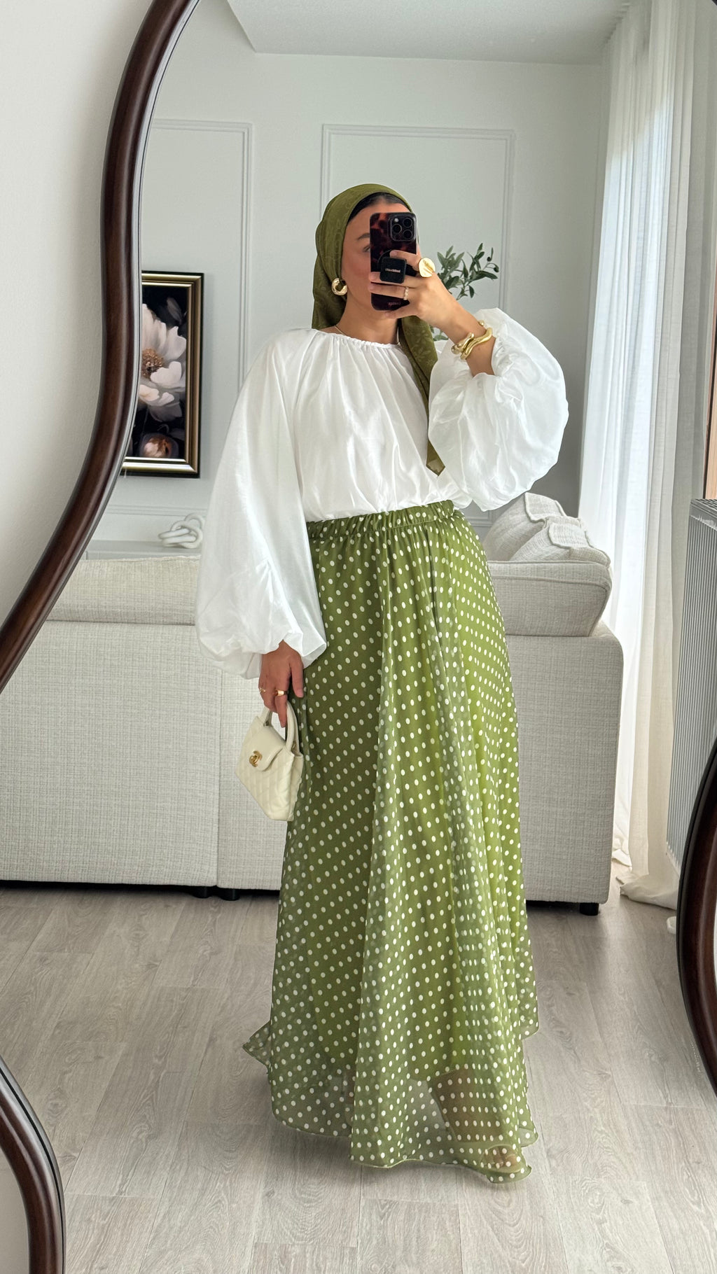 Jupe à pois I Vert