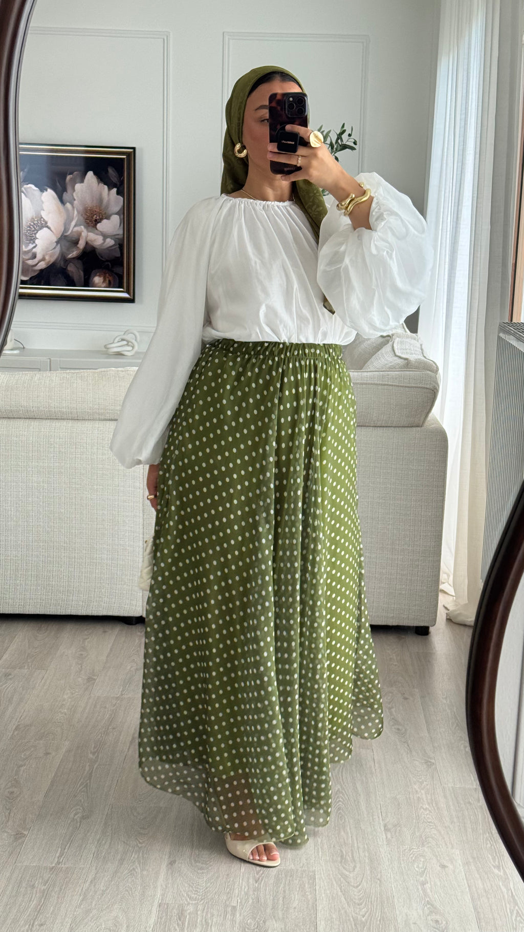 Jupe à pois I Vert