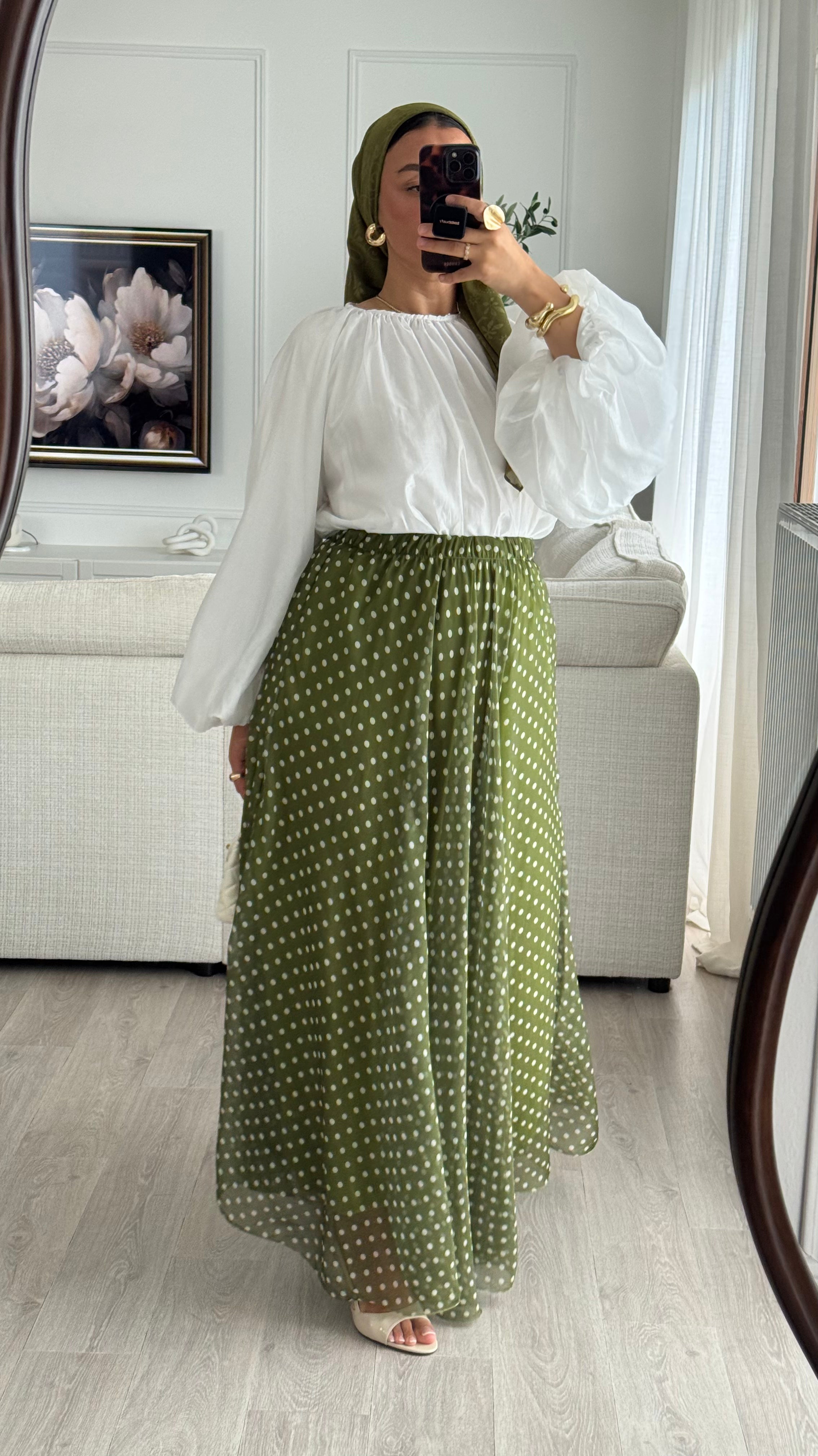 Jupe à pois I Vert