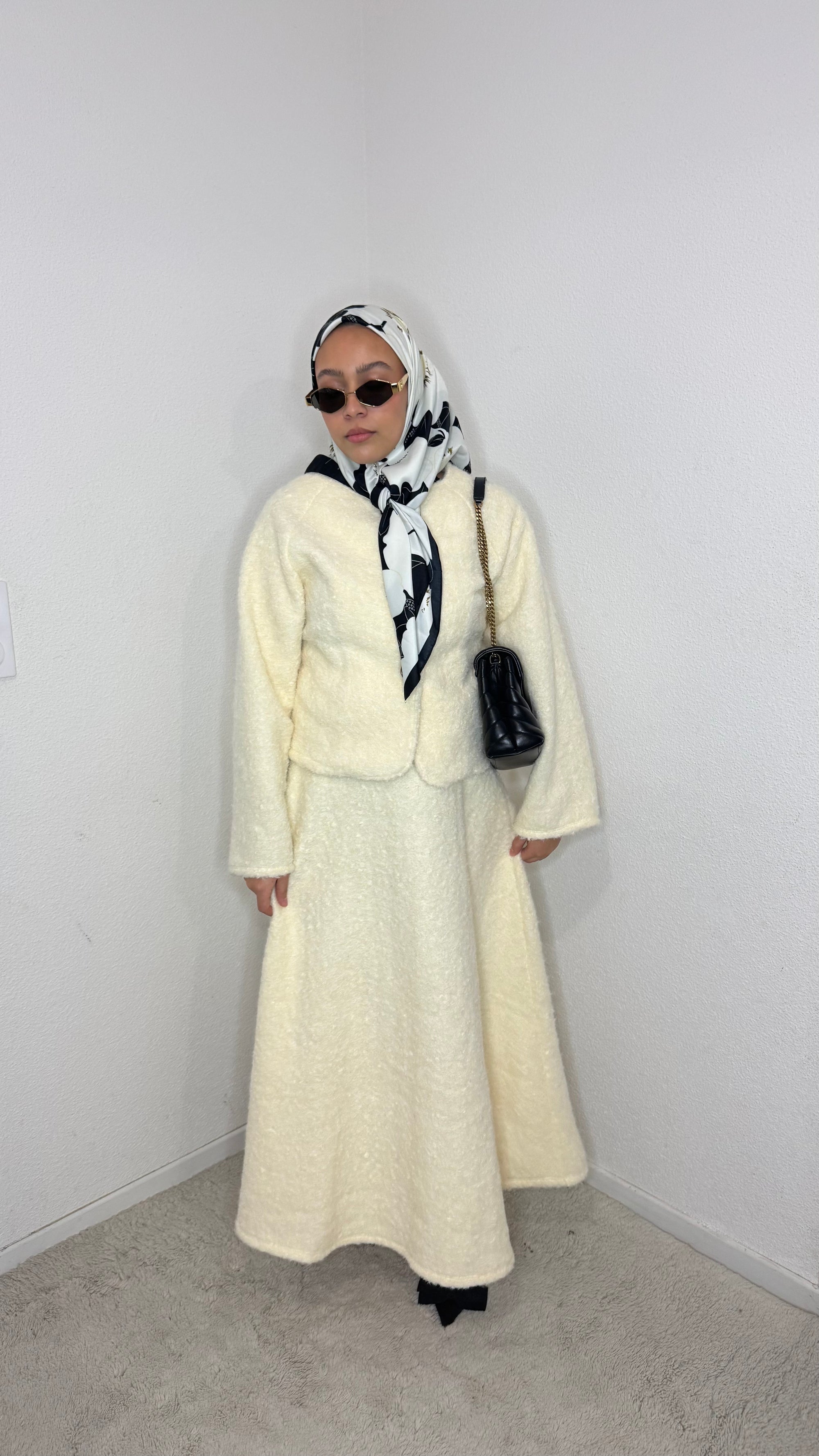 Ensemble en laine Oumey Blanc cassé