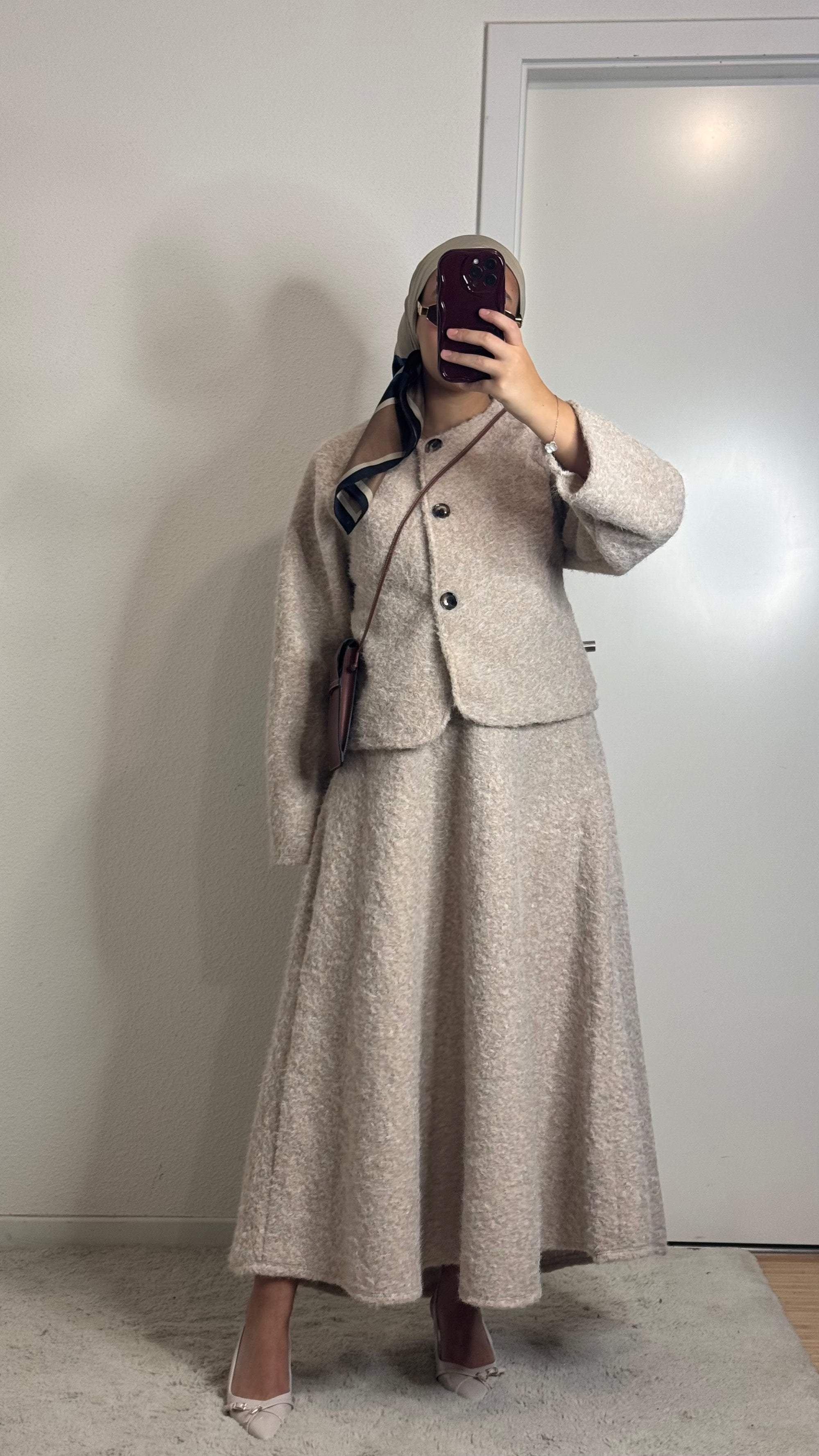 Ensemble en laine Oumey Blanc cassé