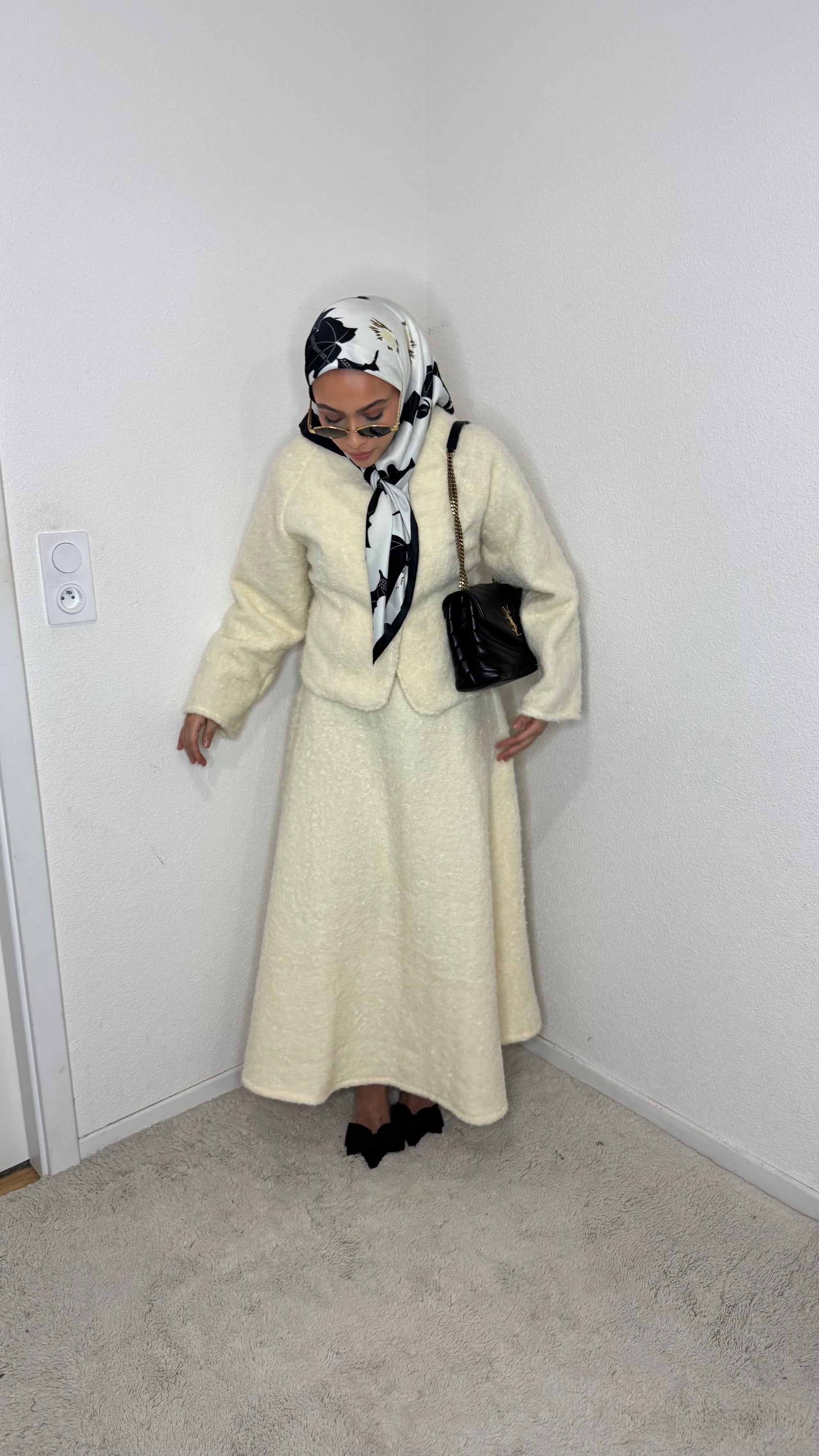 Ensemble en laine Oumey Blanc cassé